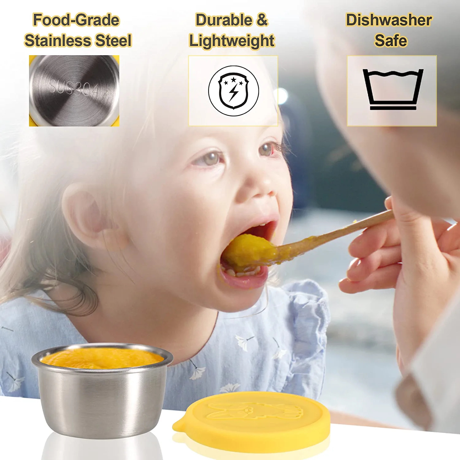 Salad Dressing Containers To Go; 6x1.5 oz Stainless Steel Food Containers with Lids; Small Silicone Dipping Sauce Cups Toddler Snack Containers Leakproof for Kids Lunch Bento Box; Picnic and Travel - Image 6